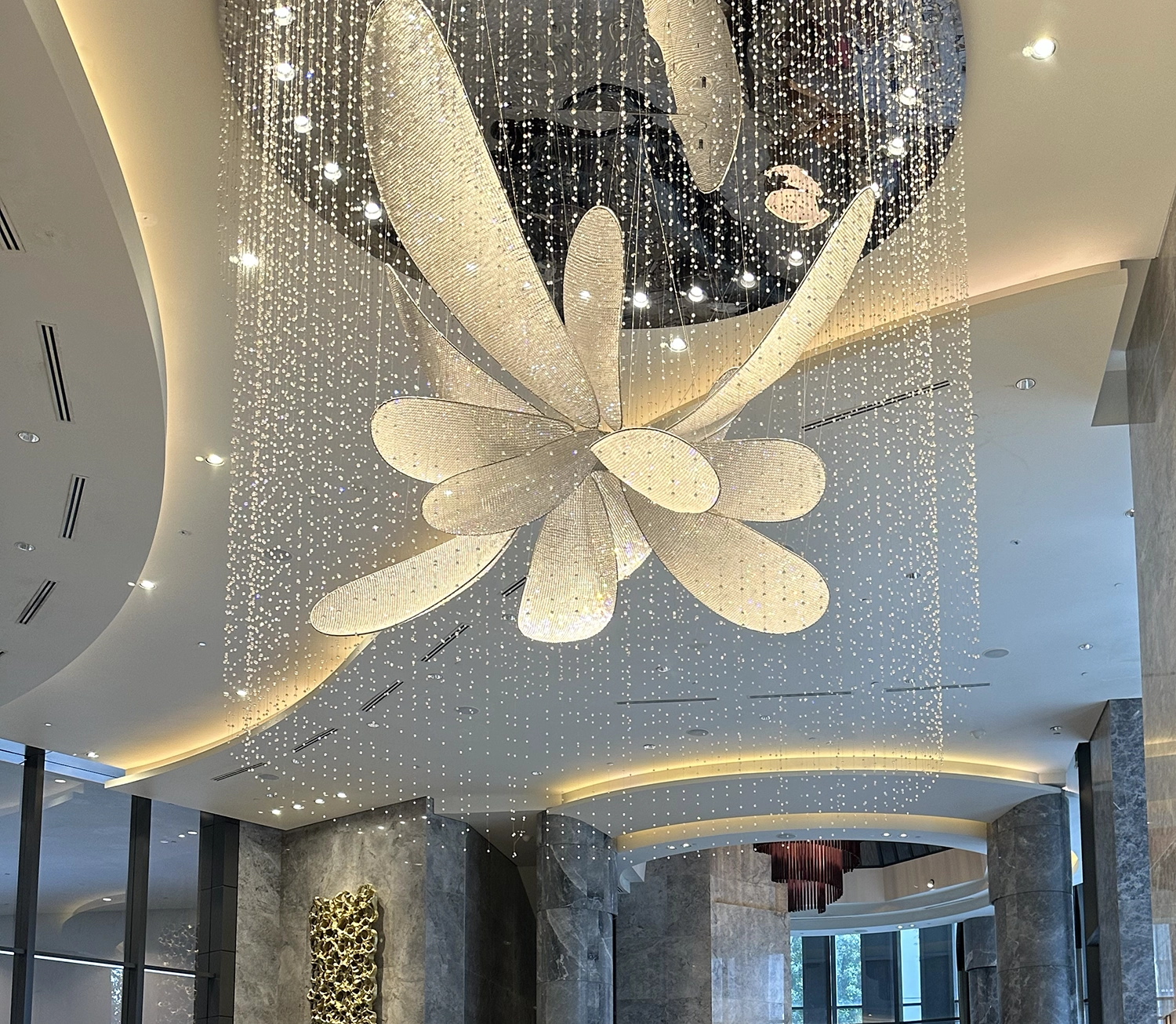 A chandelier at the lobby of Carlton City Hotel Singapore
