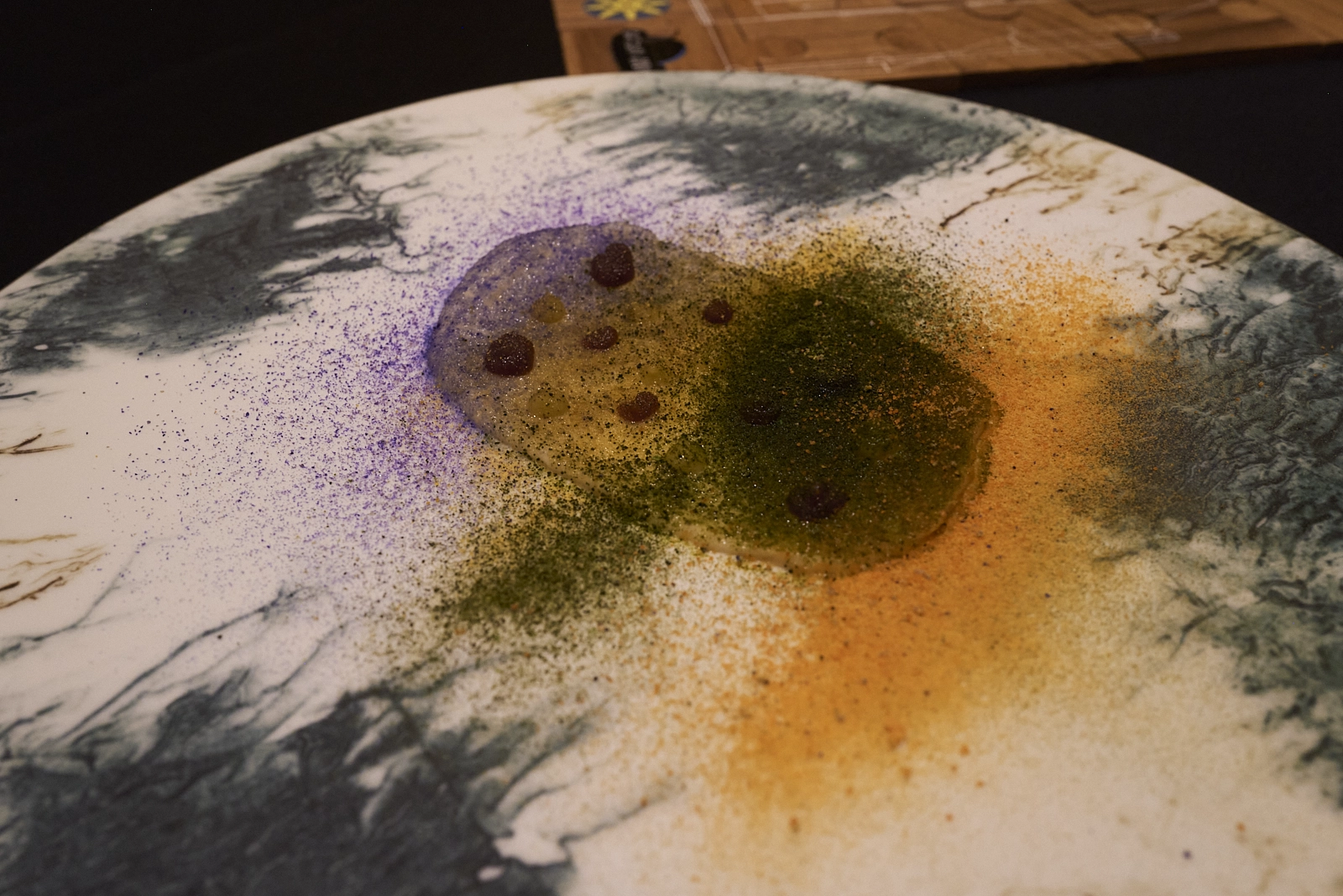 A signature curry powdered dish of Gaggan