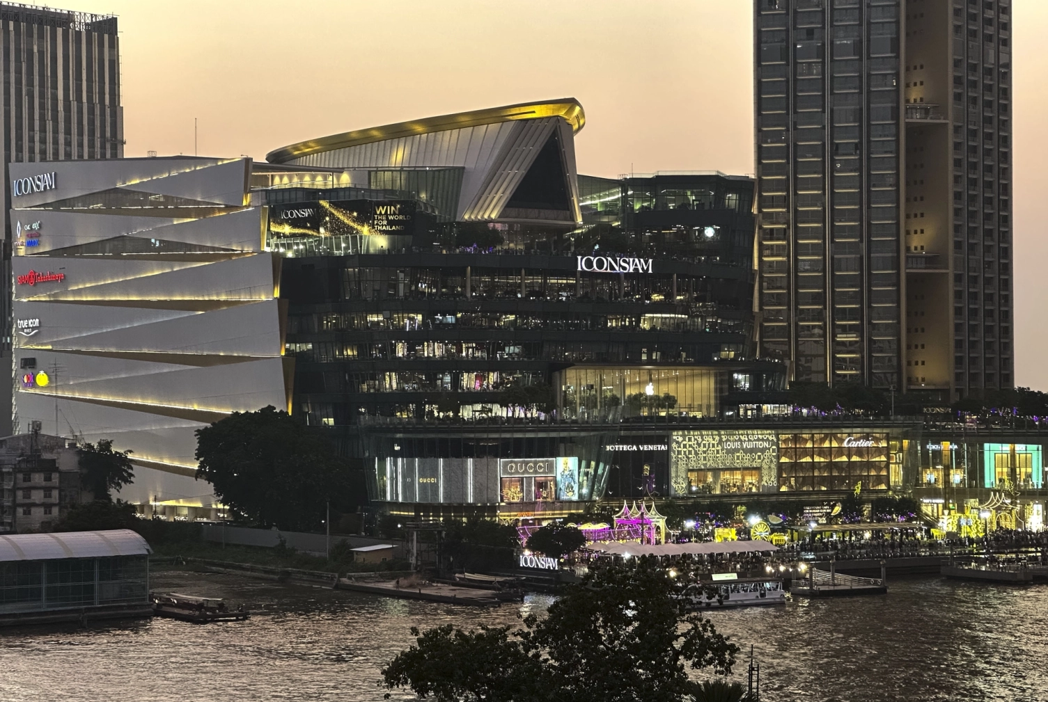 Night view of ICONSIAM, from Mandarin Oriental Bangkok.