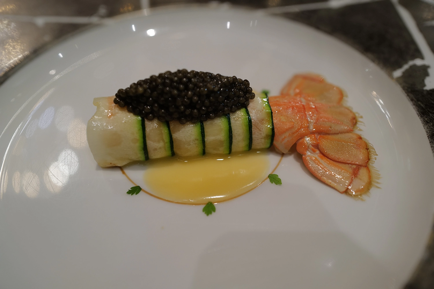 A langoustine dish of Les Amis