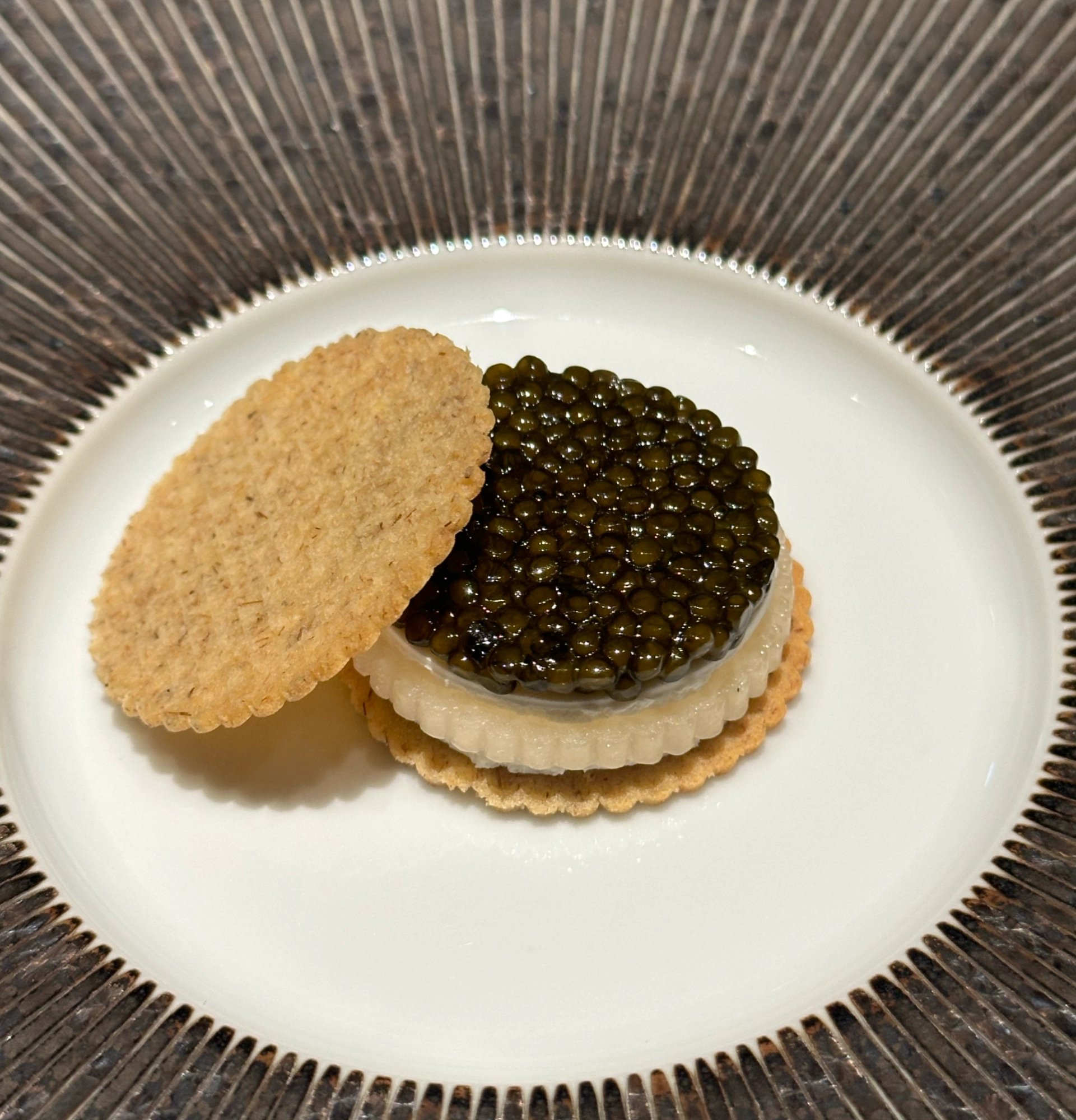 A caviar sandwich, Myungbodang, Seoul, South Korea.