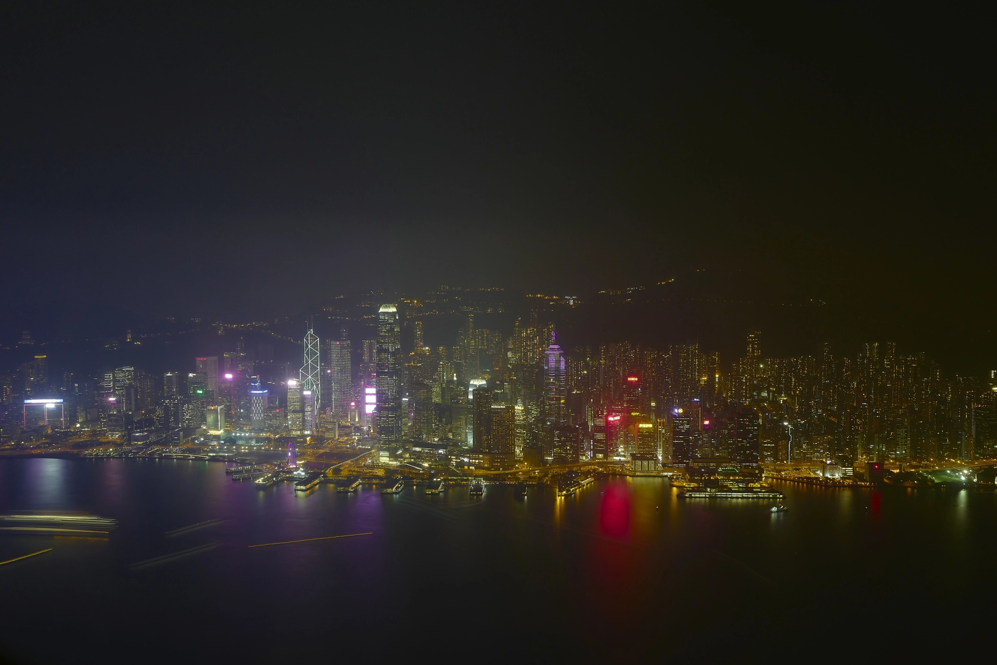 Night view of Victoria Island from Corner Suite, Ritz-Carlton Hong Kong