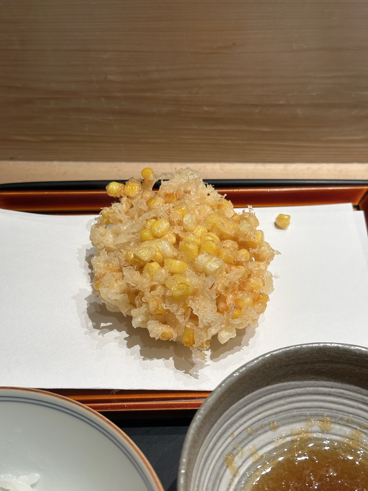 A Sweet potato tempura, one of signature tempura of Tempura Kondo